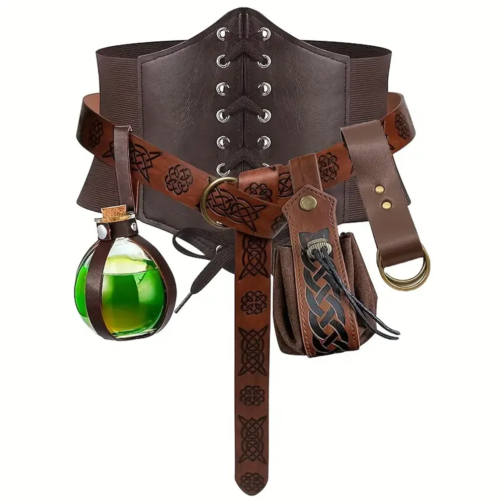 Renaissance Costume Belt Pouch Waist Bag Fanny Cork Potion Bottle