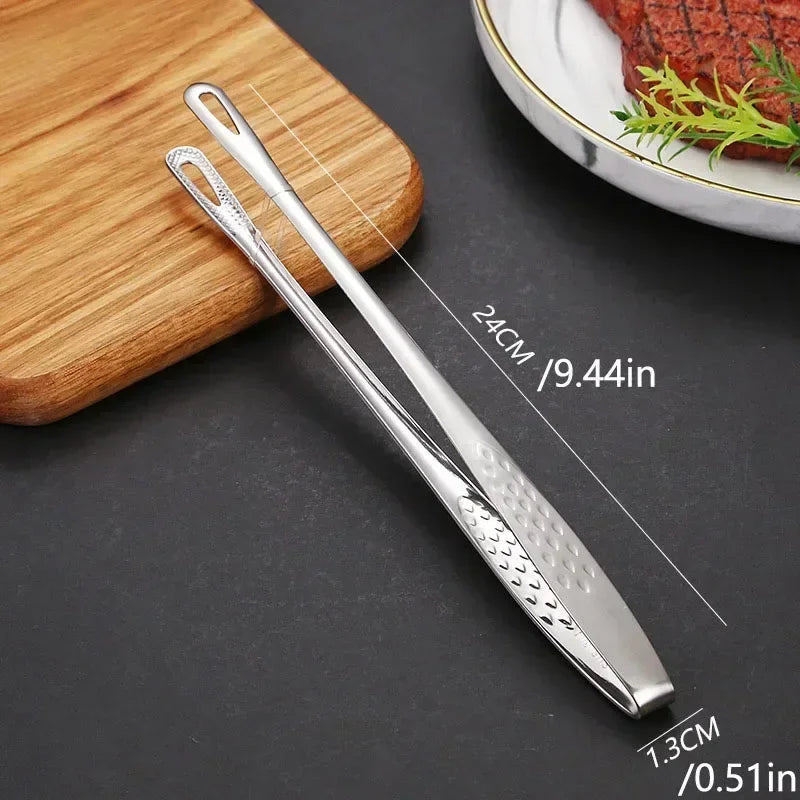 304 Stainless Steel BBQ Tongs – Korean Grill & Steak Clips