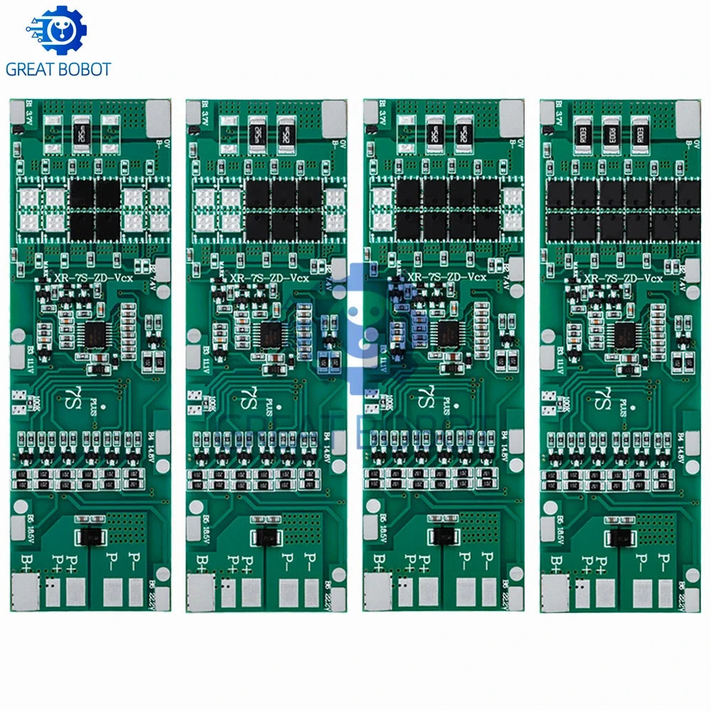 7S 24V BMS 10A–30A Li-ion Battery Protection Board w/ Balance
