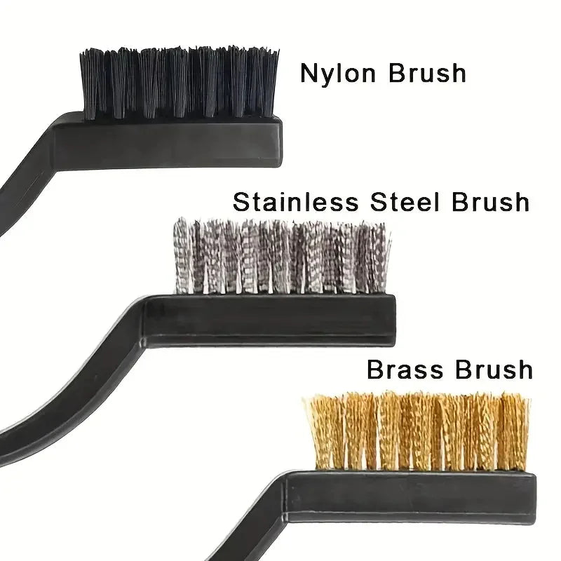 3 9pcsProfessional Stainless Steel Brass Nylon Wire Brush Sets Curved