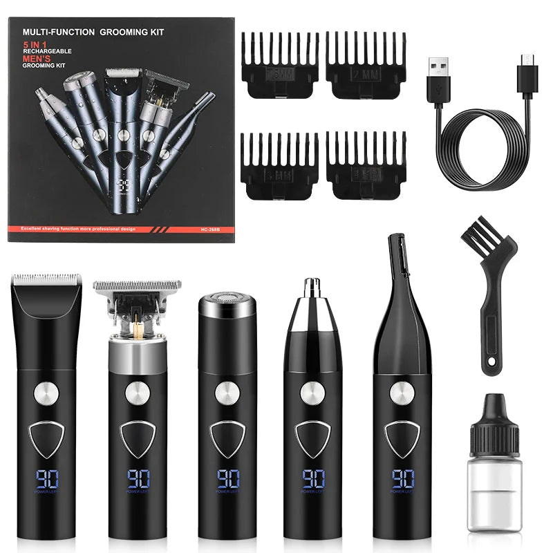 Men's 5-in-1 Electric Hair Trimmer – Face, Ear & Nose