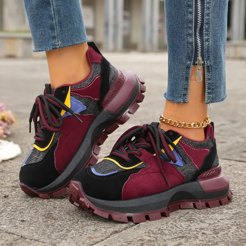 UXST Women's Platform Sneakers – Non-Slip Lace-Up Casual Shoes