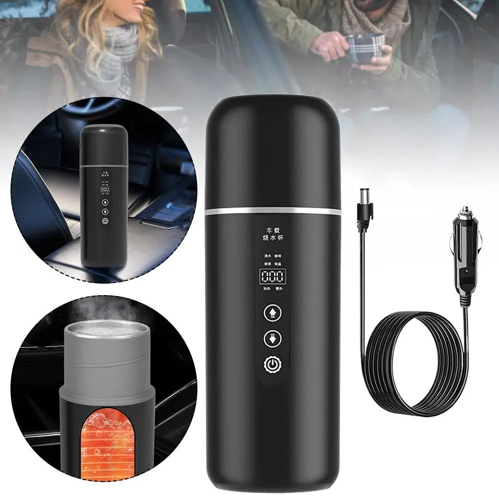 12V/24V Car Electric Kettle – LCD Smart Temp Control, 500ml