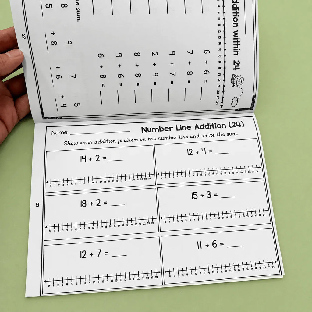 Missing Addends Math Workbook 32 Pages Number Line Addition