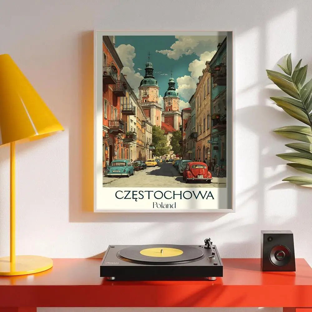 Vintage Poland City Minimalist Wall Art Poster Sticker
