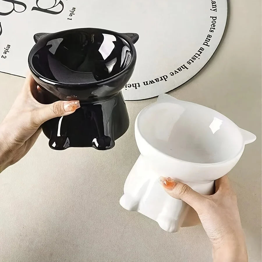 15° Tilted Cat Bowl – Anti-Vomit Pet Food & Water Station