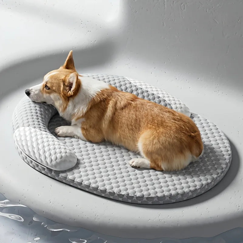 Cooling Raised Edge Pet Bed – Non-Slip Washable Dog & Cat Bed