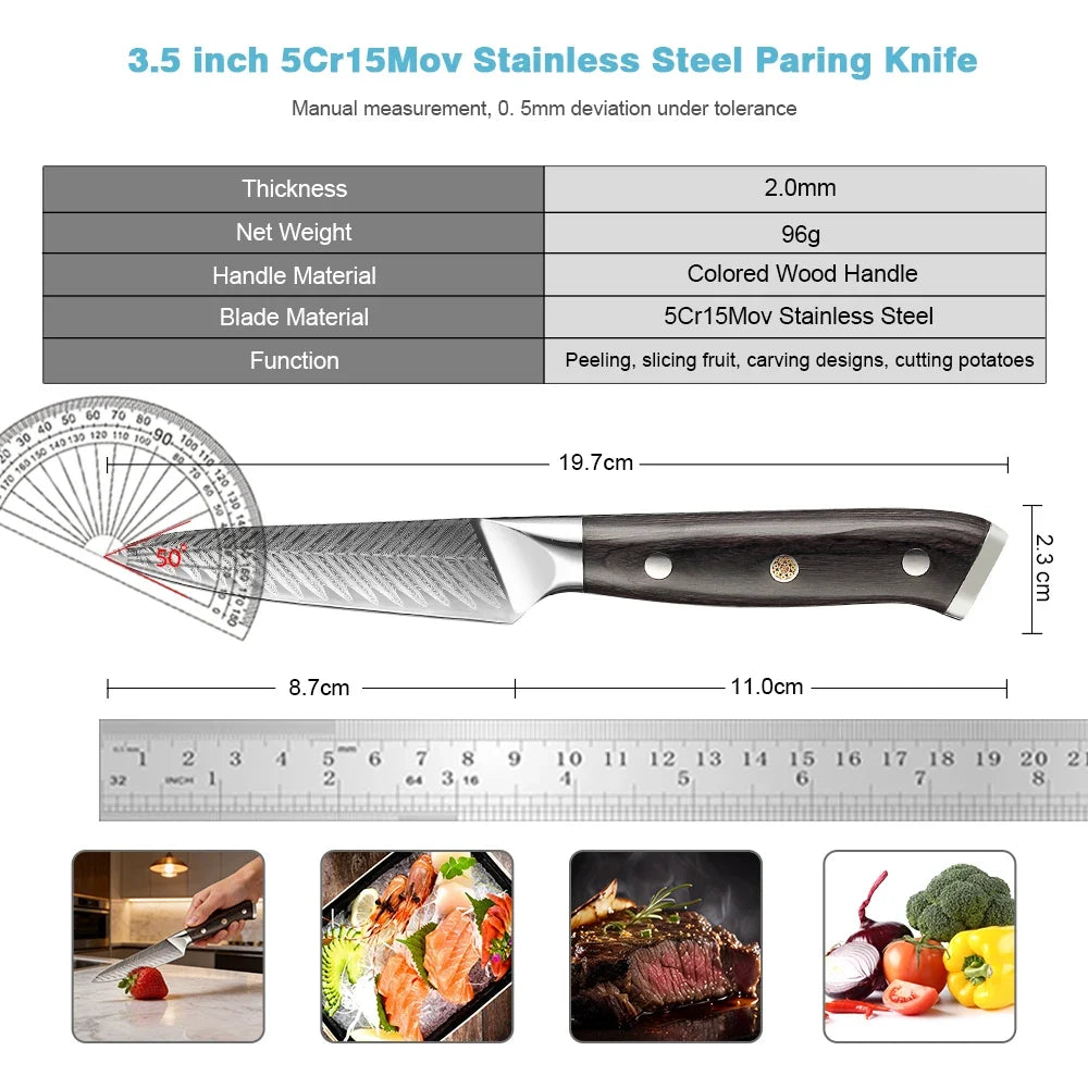 XITUO 3.5" Paring Knife – Sharp 5Cr15Mov Steel Fruit Knife