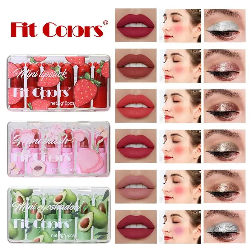 Fit Colors Mini 6-in-1 Blush & Lip Tint Makeup Set – 6 Shades