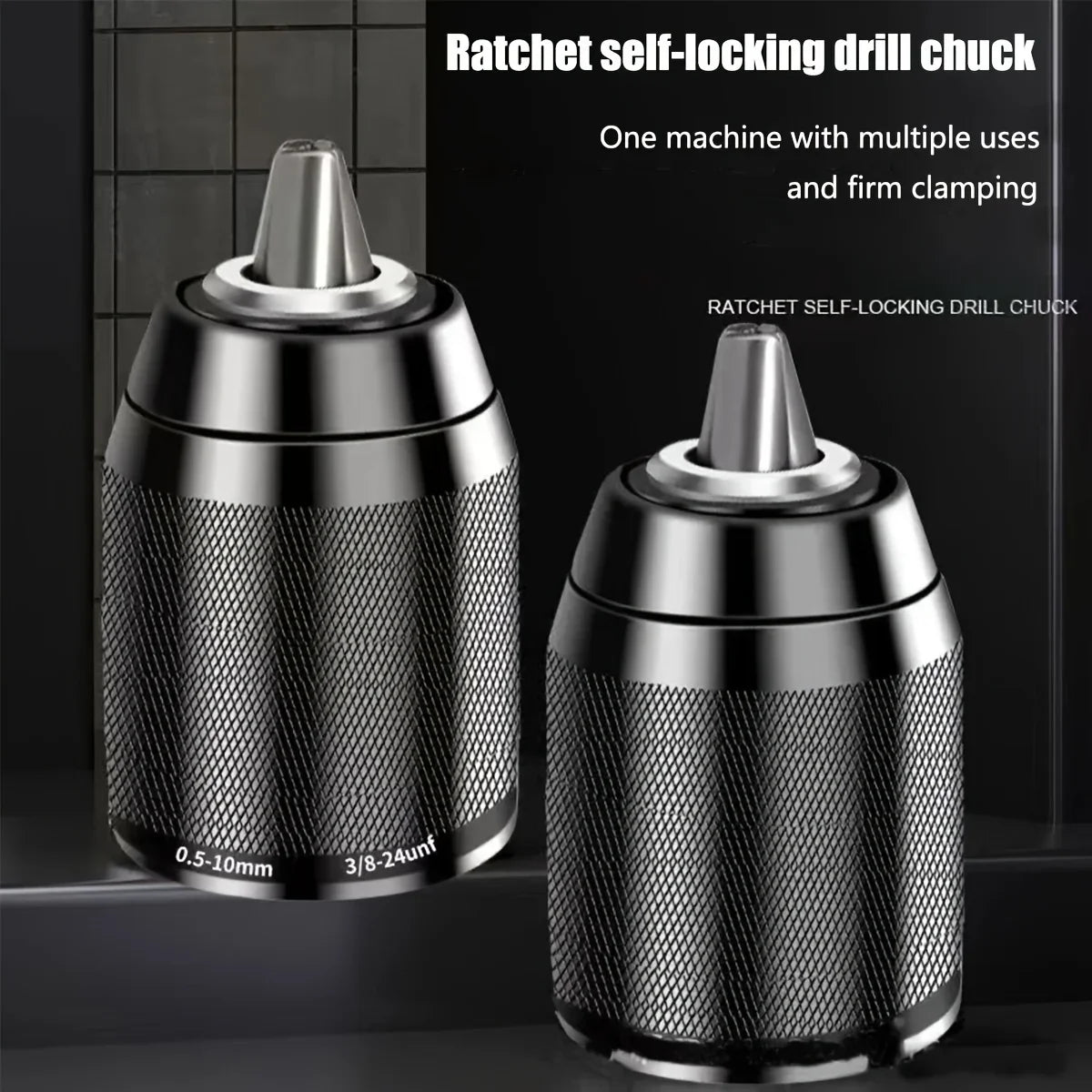 0 8- Metal Ratchet Self-locking Drill Chuck 3 8 24UNF Keyless Bit