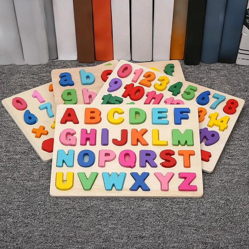Wooden Alphabet & Number Montessori Puzzle – Kids Learning Toy