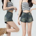 Women's High Waist Denim Shorts – Vintage Blue Streetwear