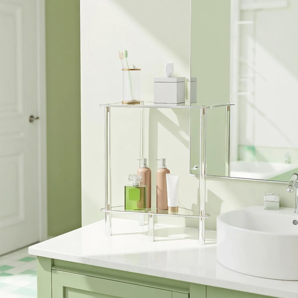 Transparent Acrylic End Table | 2-Tier Compact Side Table