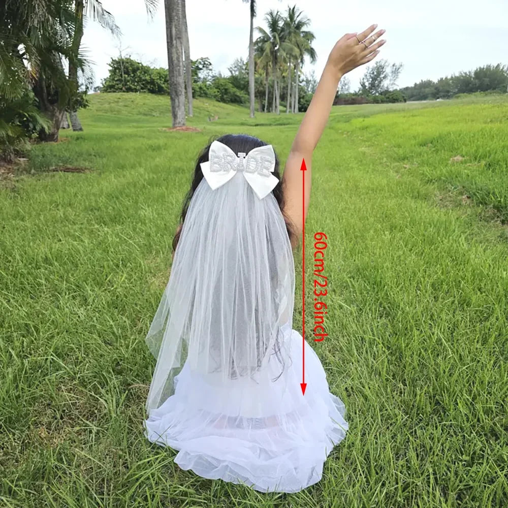 Rhinestone Bride Bow Veil | Bachelorette & Bridal Shower
