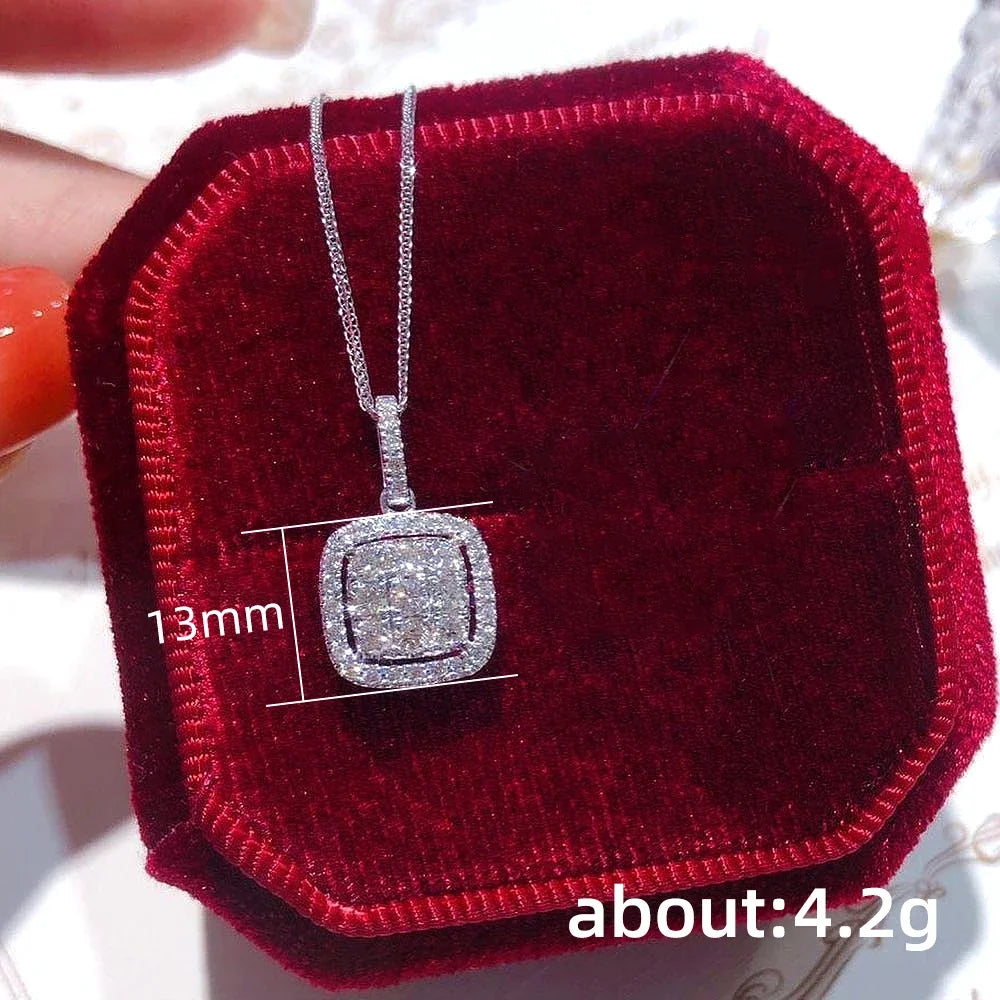 Huitan Square CZ Pendant Necklace – Silver Fashion Jewelry