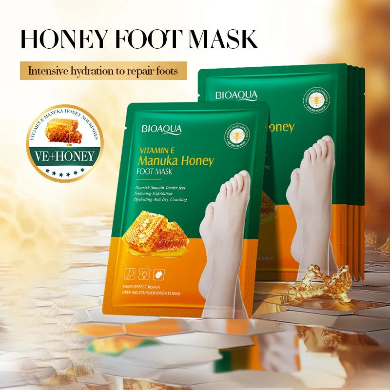 BIOAQUA Honey Exfoliating Foot Mask – 10 Pairs Dead Skin Remover