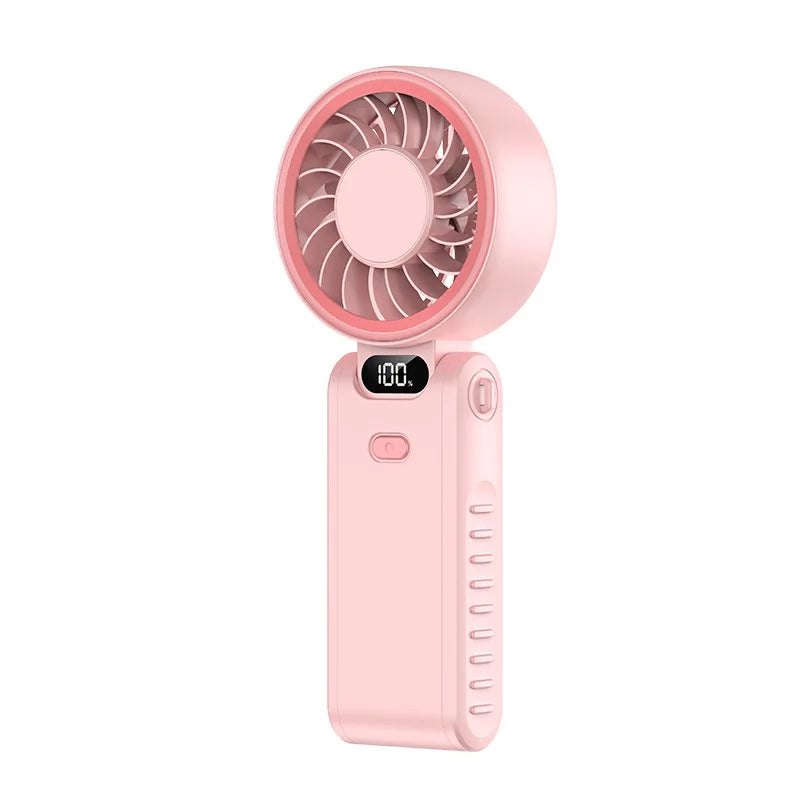 Digital Display Folding Handheld Fan | USB-C Rechargeable