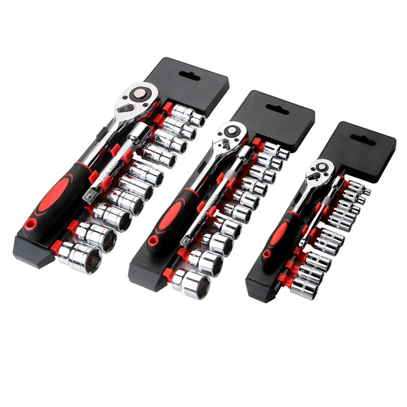 12-Piece Ratchet Socket Wrench Set – 1/4, 3/8 & 1/2 Drive