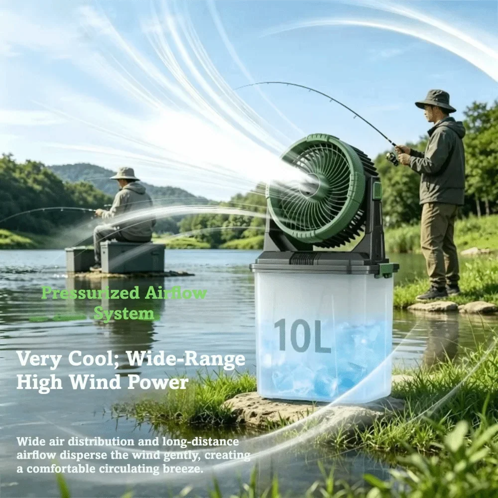 Portable Misting Fan 20000mAh 10L Tank – Rechargeable Patio Fan