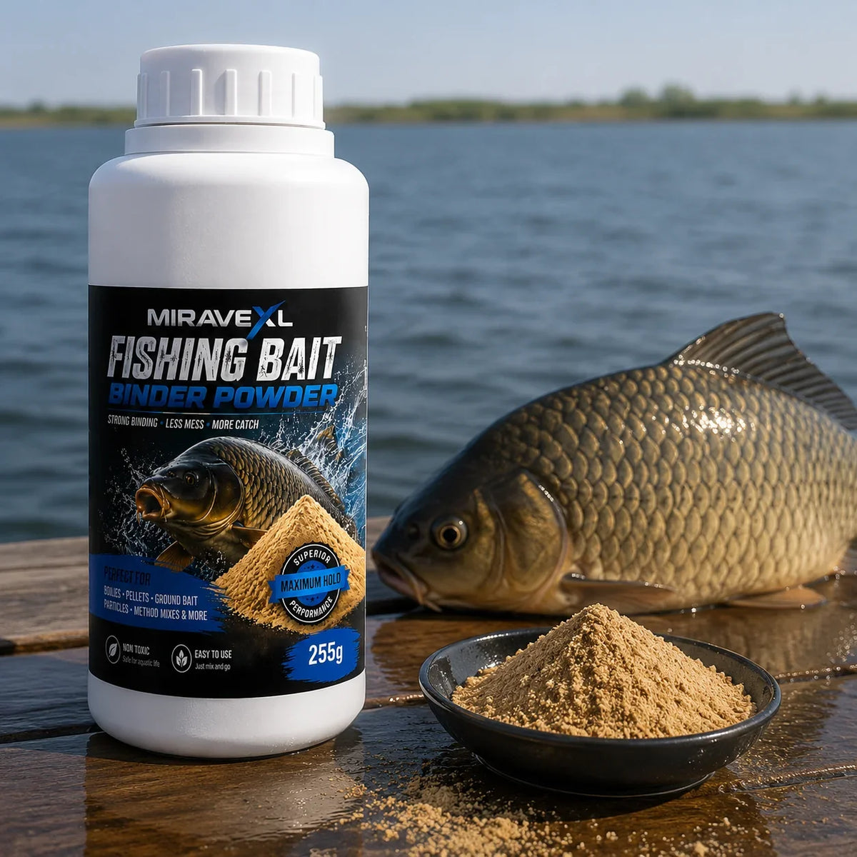 MIRAVEXL Fishing Bait Binder Powder 255g – Boilies & Pellets