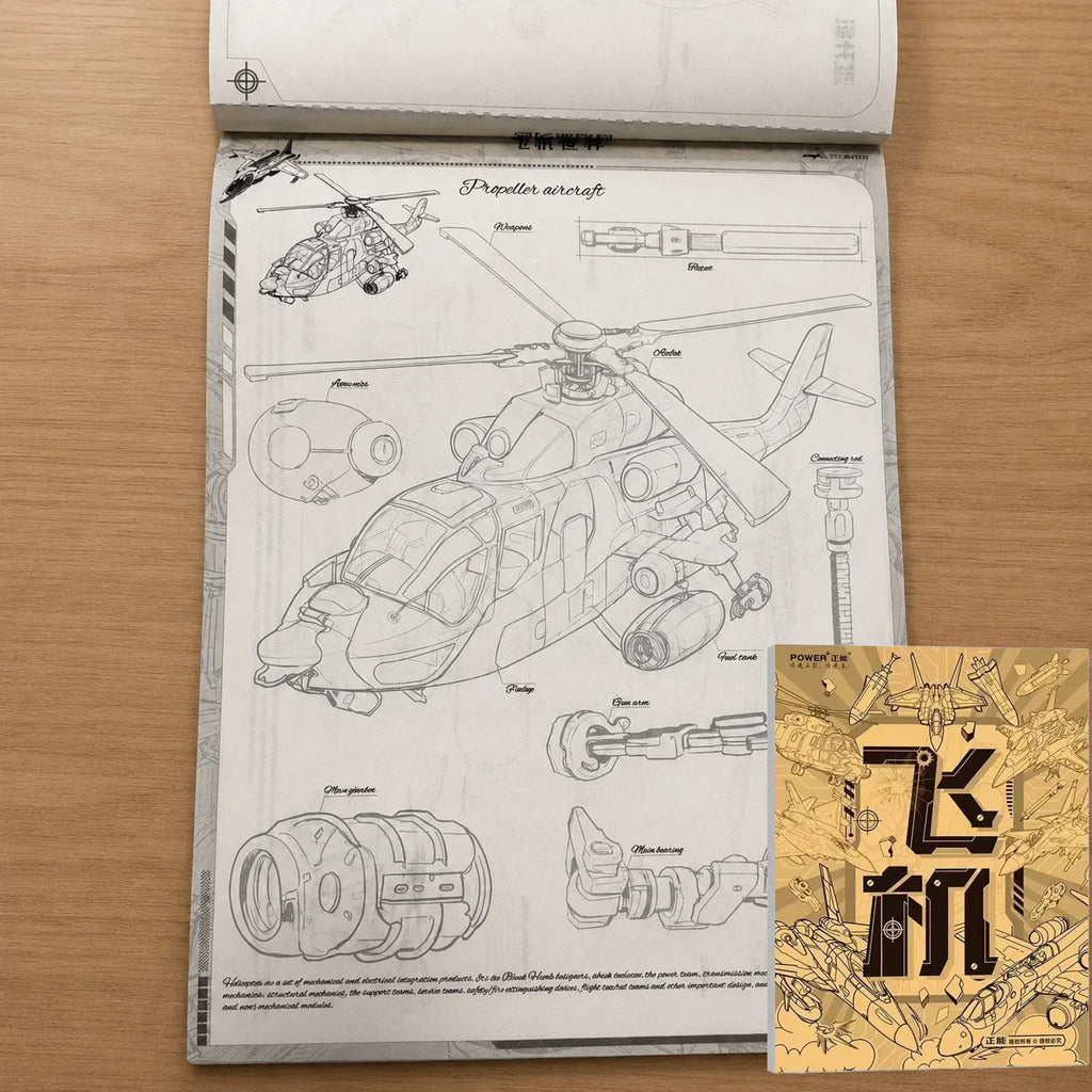 Aircraft Sketch Tracing Book 72 Pages Fighter Jet Helicopter Line