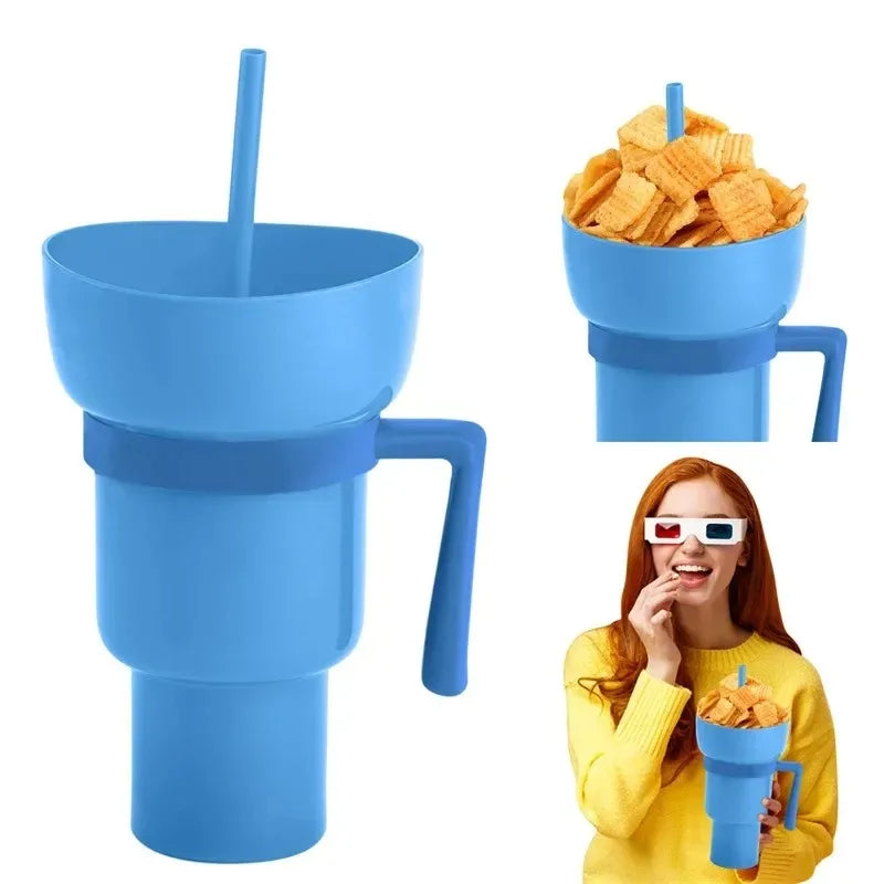 2-in-1 Popcorn Snack & Drink Cup with Handle | KEMORELA