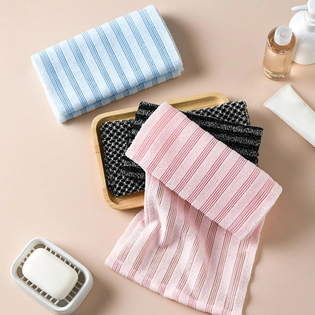 4-Piece Double-Sided Back Scrubber Towel Set | Shower Scrub