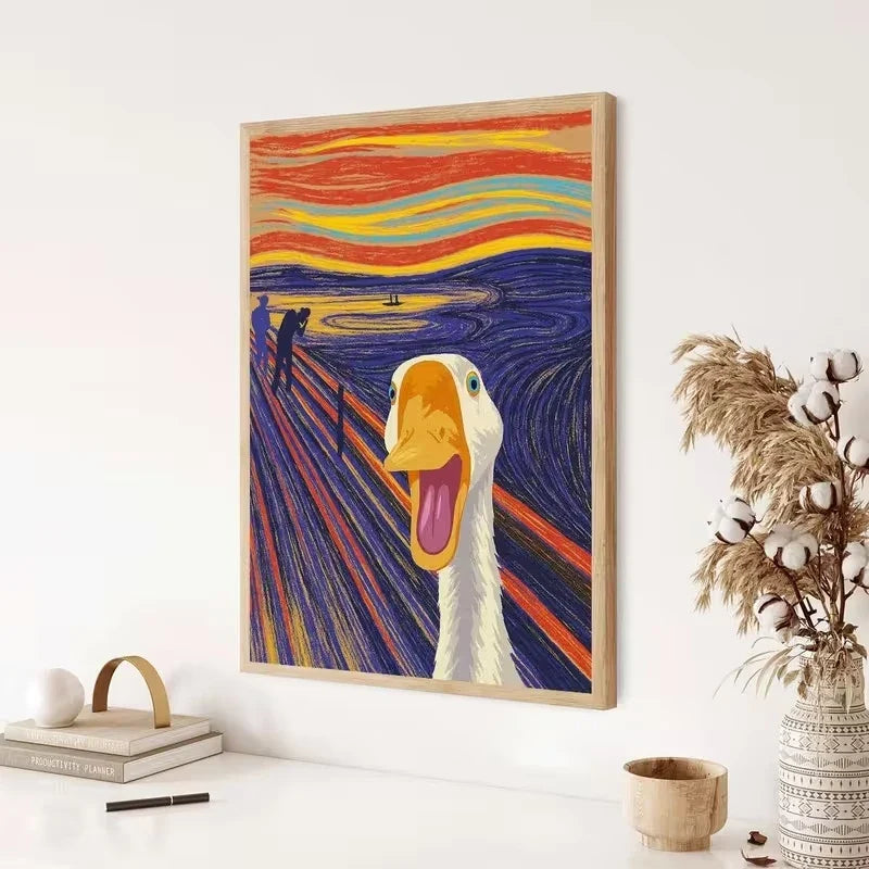 Screaming Goose Canvas Wall Art Print | Funny Home Decor