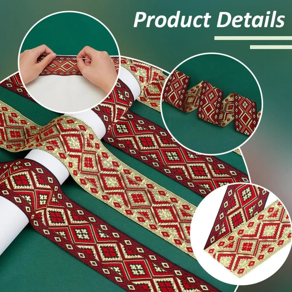 Boho Jacquard Ribbon 2" Rhombus Woven Trim – 7.66 Yards