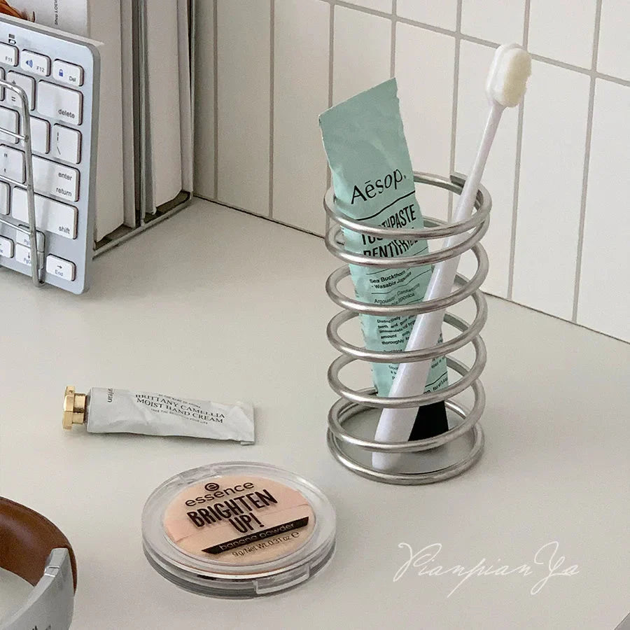 Stainless Steel Toothbrush & Pen Holder | Bathroom Organizer