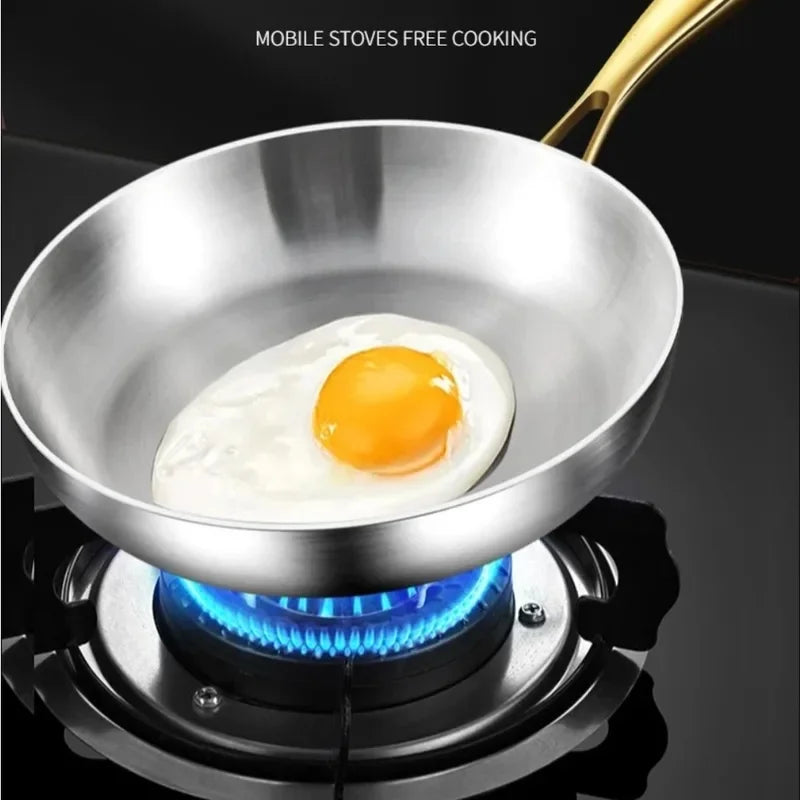 316 Stainless Steel Tri-Ply Honeycomb Wok Pan 28cm Skillet
