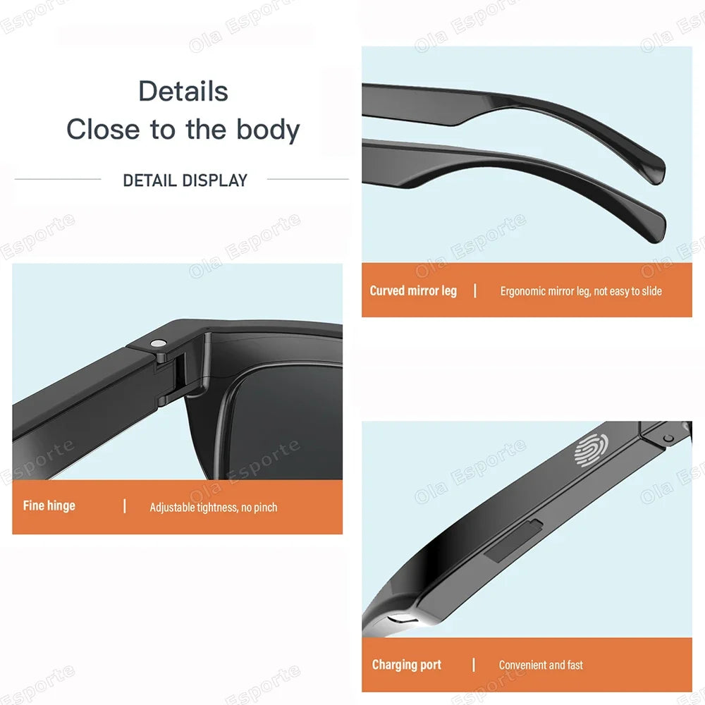 Bluetooth Smart Glasses UV Polarized Sunglasses & Headphones