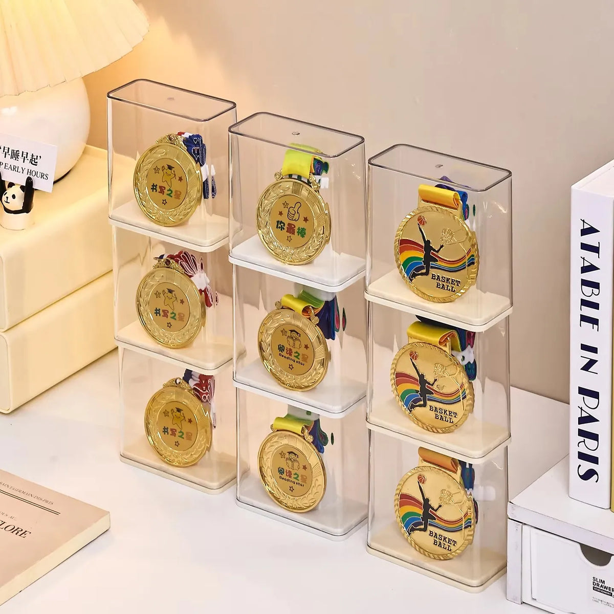 Transparent Stackable Acrylic Medal Display Storage Box Certificate