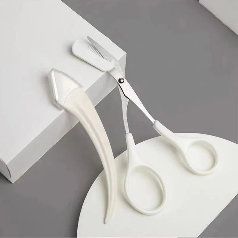 Eyebrow Trimmer Set – Curved Razor & Scissors with Comb