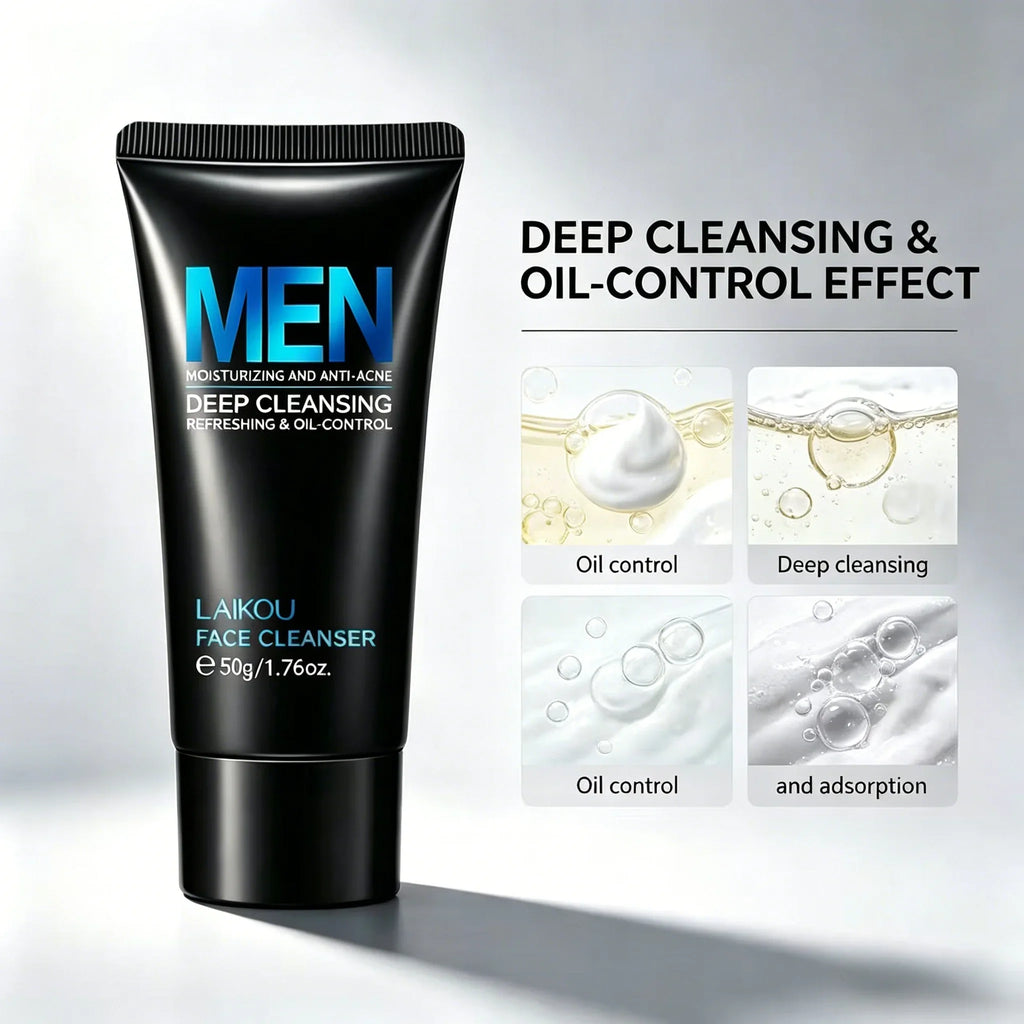 LAIKOU Men Face Cleanser – Oil Control, Anti-Acne & Pore Care