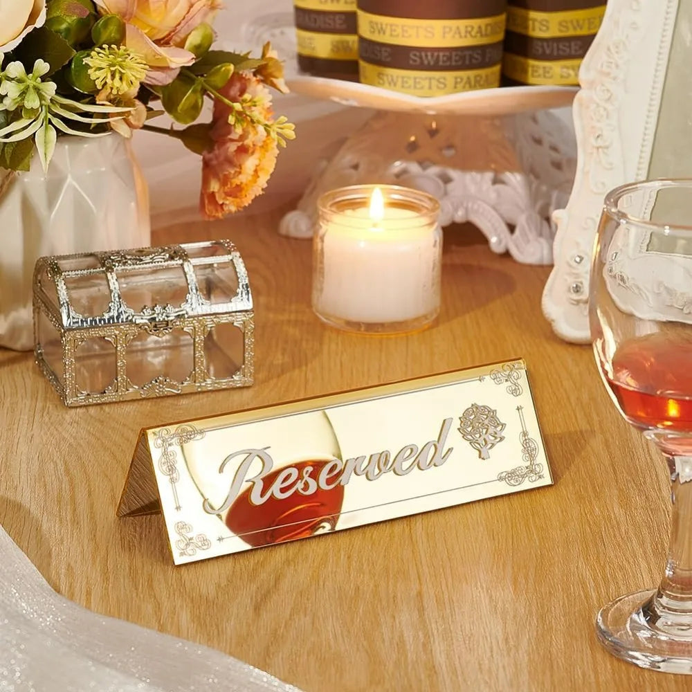16 Gold Acrylic Reserved Table Signs – Wedding & Party