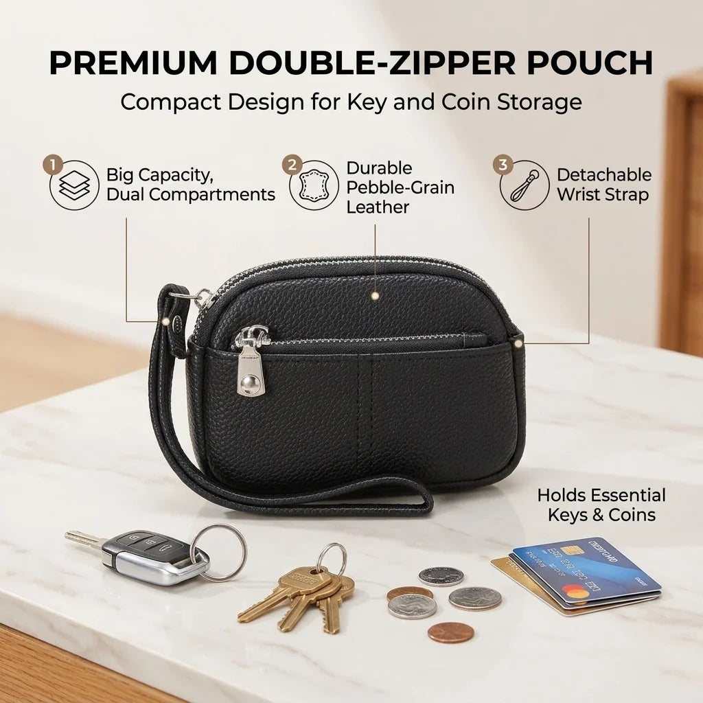 Korean Double Zipper Mini Pouch – Key & Coin Organizer Bag