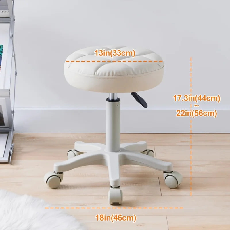 Faux Leather Rolling Stool – Adjustable Swivel Work Chair