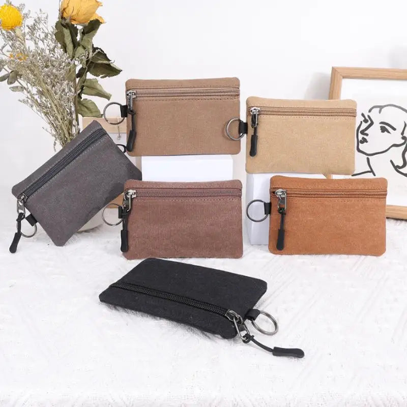 Canvas Mini Coin Wallet – Zipper Purse & Card Holder
