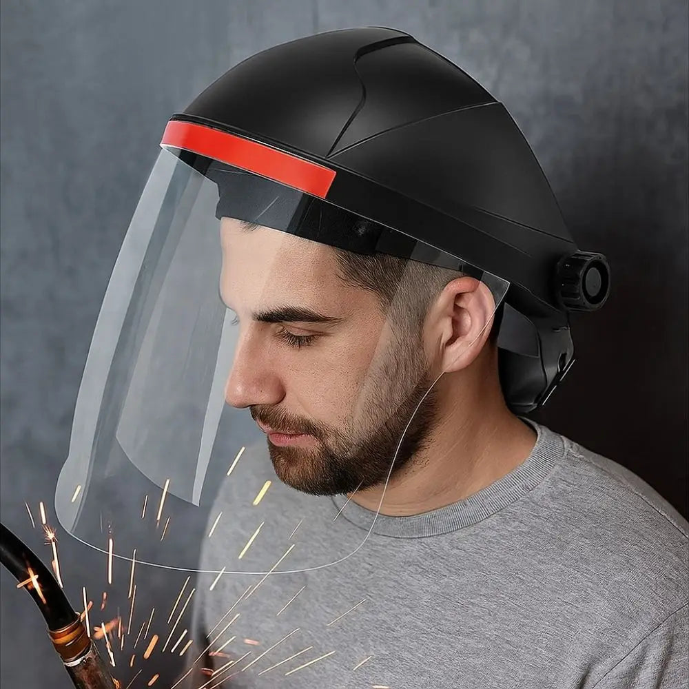 PC Plastic Welding Helmet – Flip Visor, Anti-UV & Anti-Splash