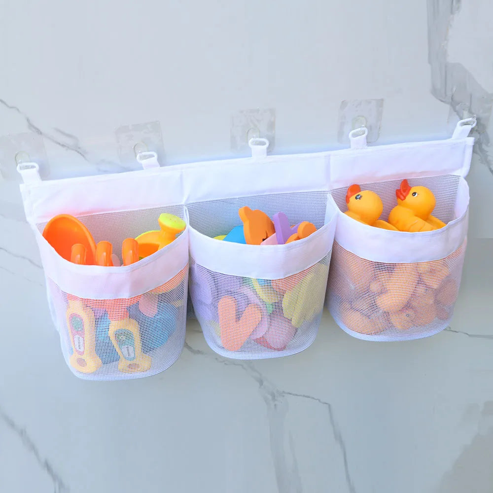 Bath Toy Organizer Tub Large Capacity Mesh Design Toys 3 Compartments