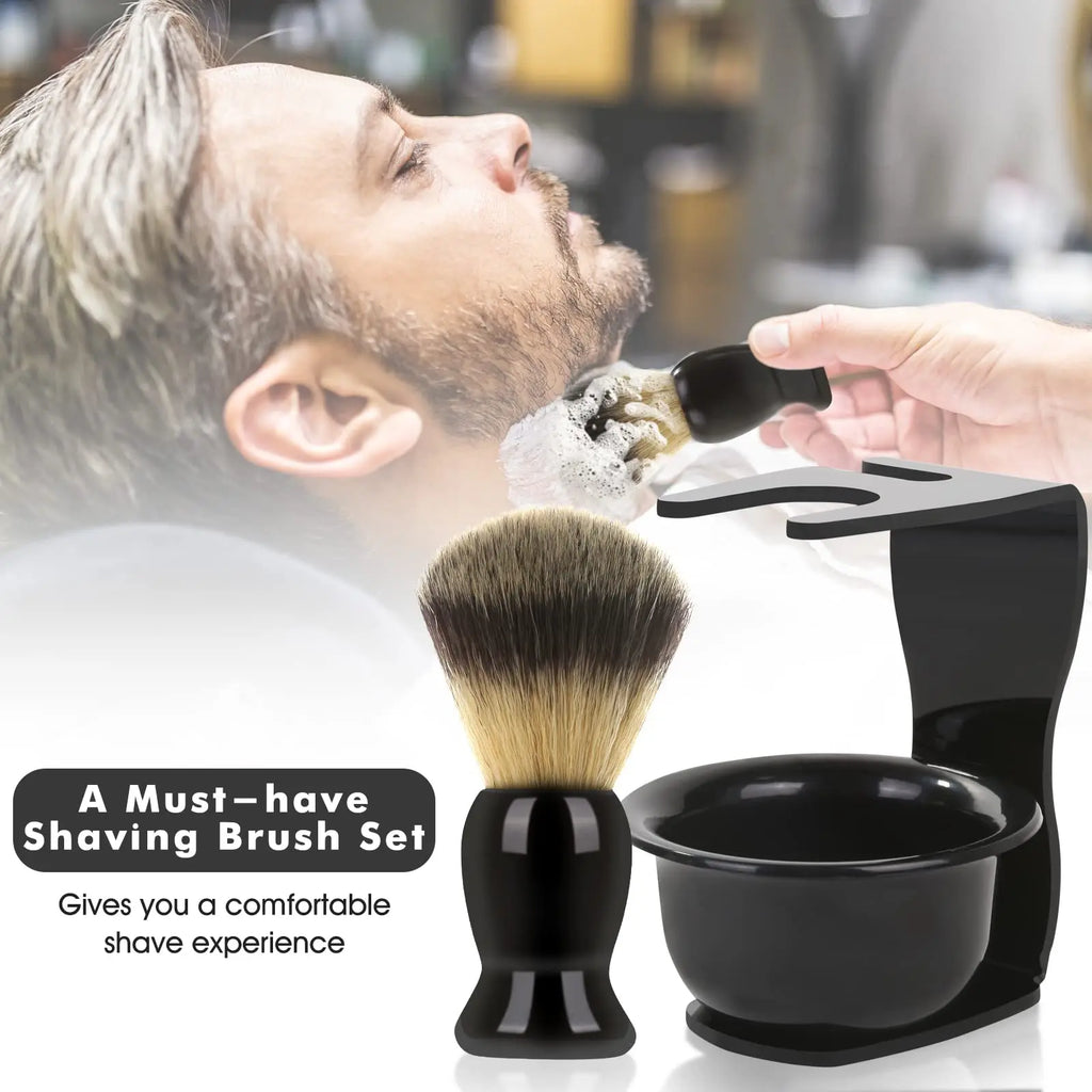 3-in-1 Men's Shaving Brush, Bowl & Stand Set | Wet Shave Kit
