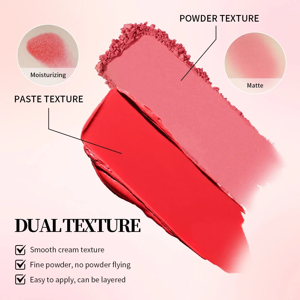 Lakerain Cream & Powder Blush Duo – 5 Shades, Matte Finish
