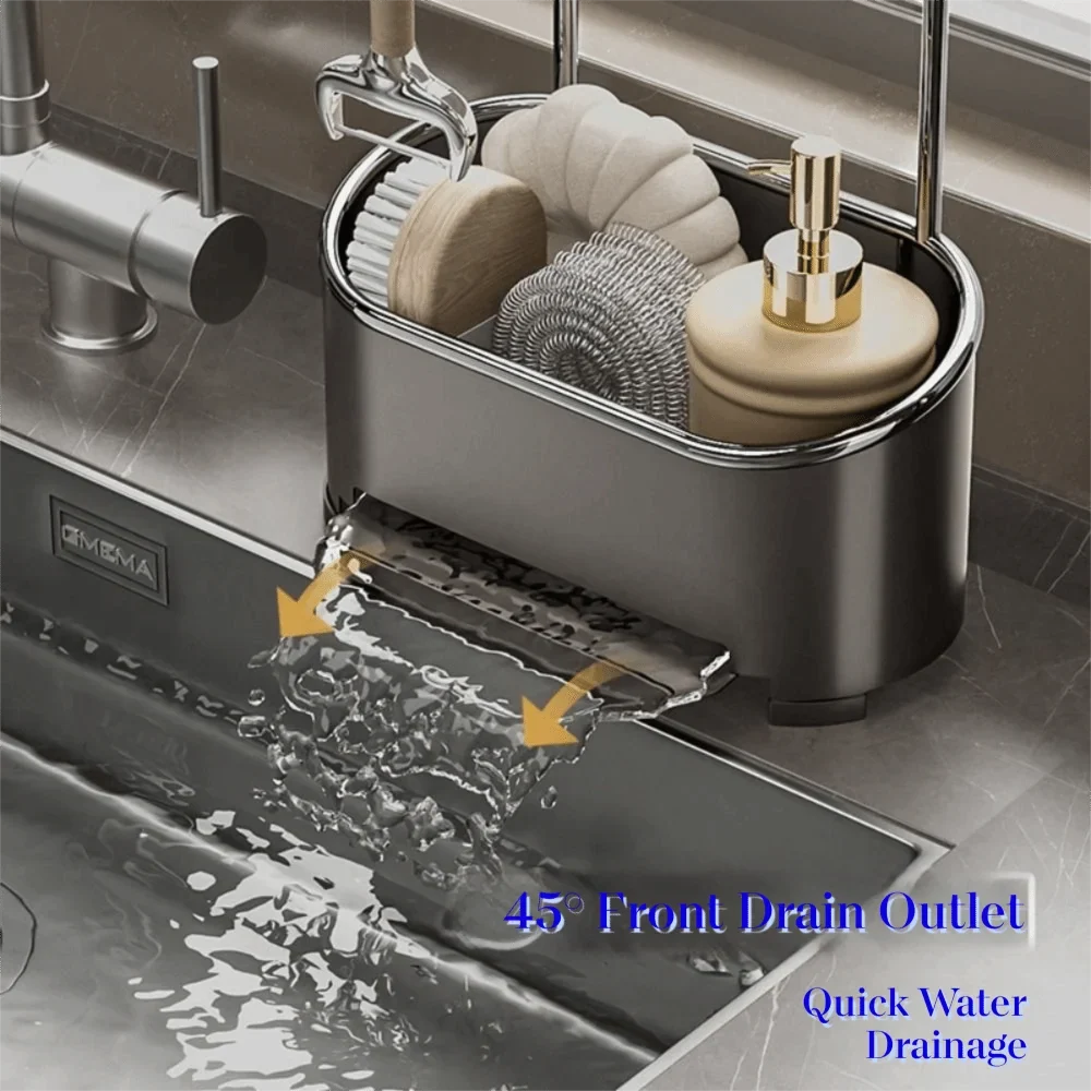 Gunmetal Gray Stainless Steel Kitchen Sink Organizer Rack