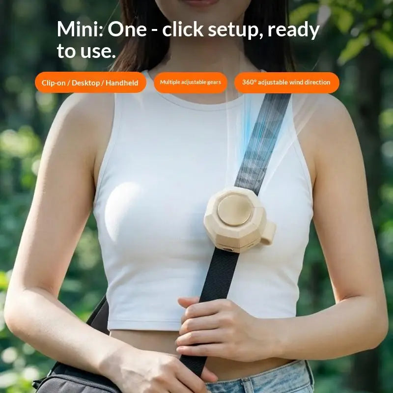 Portable Mini Clip-on Bladeless Fan Rechargeable Rotatable