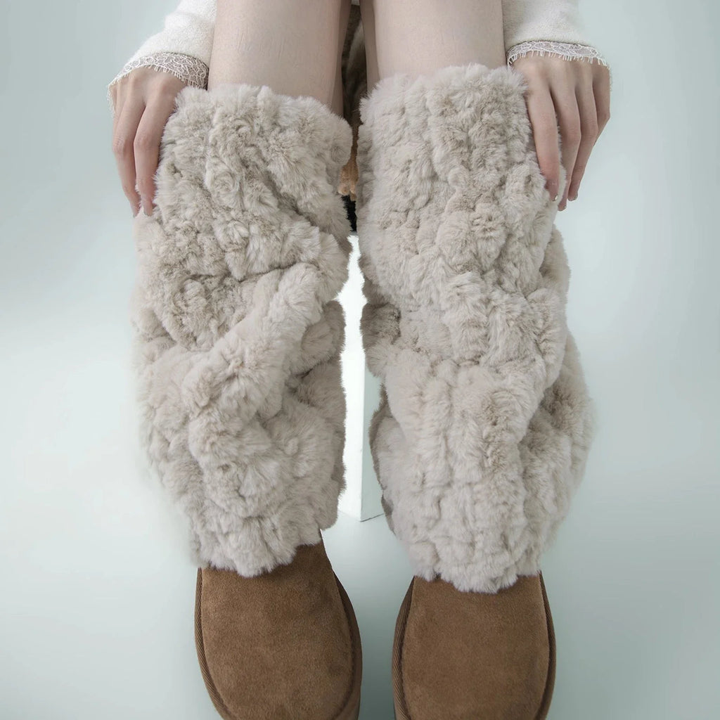 Women's Faux Fur Leg Warmers – Y2K Fluffy Boot Cuffs