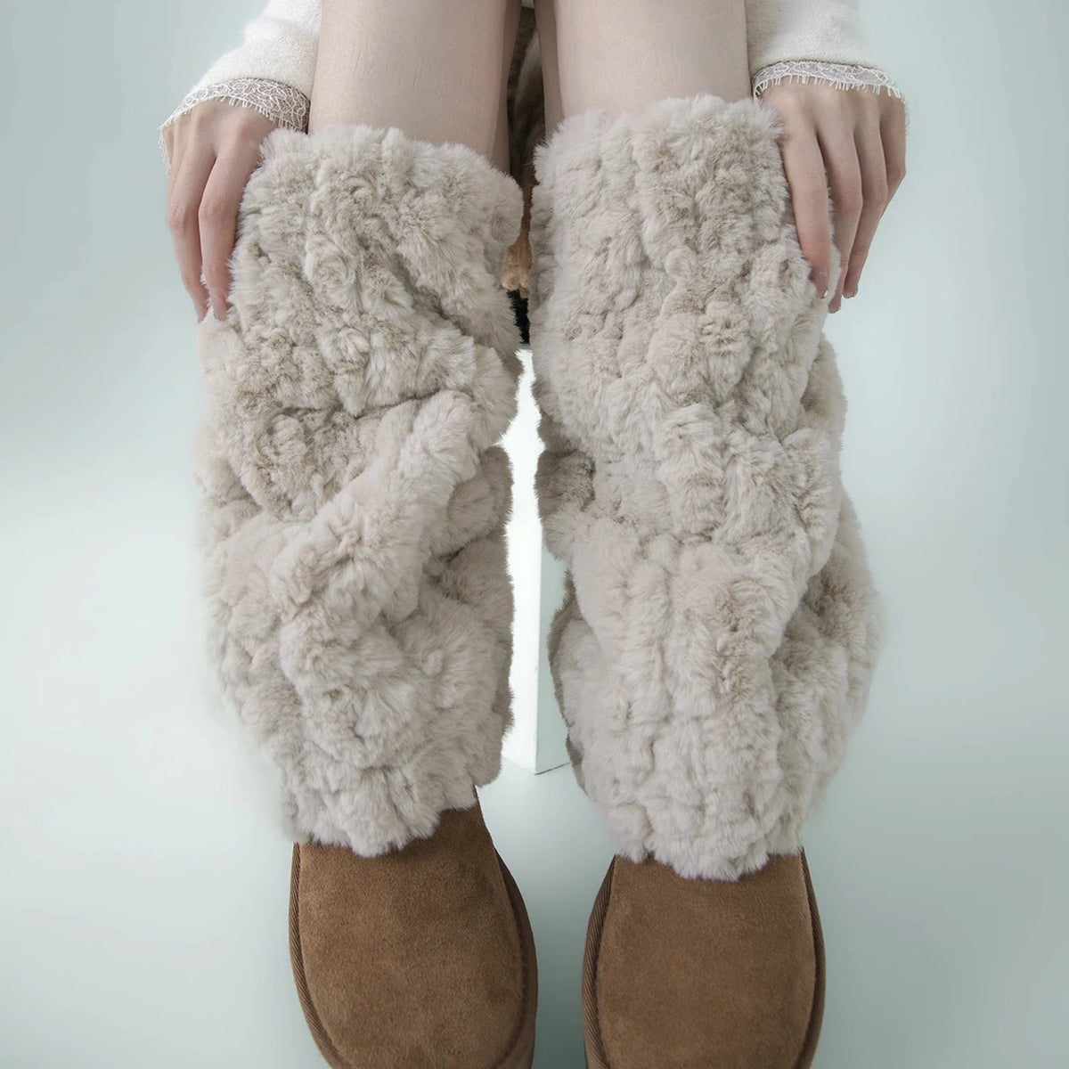 Women's Faux Fur Leg Warmers – Y2K Fluffy Boot Cuffs