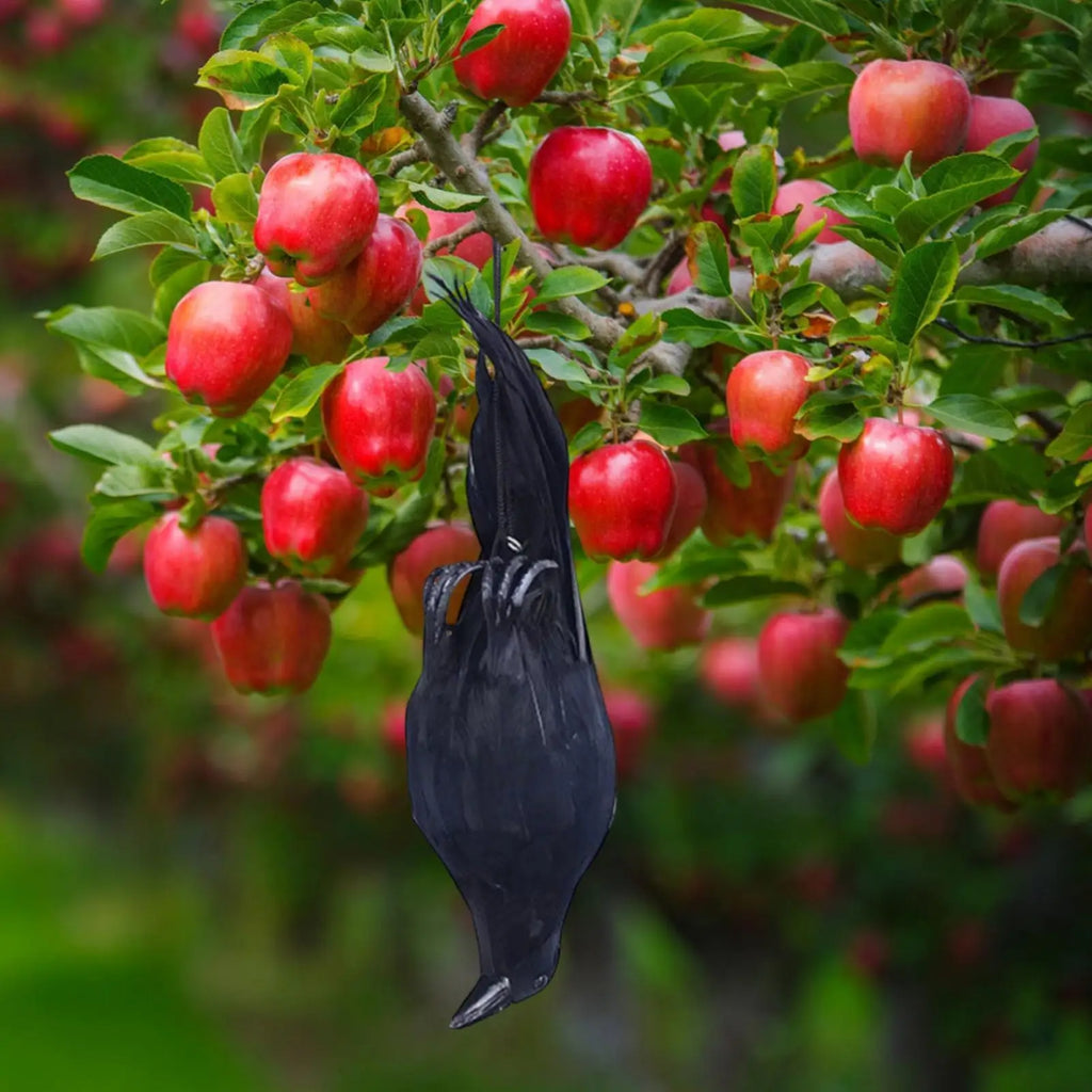 Hanging Crow Decoy with Feathers | Halloween Garden Bird Prop