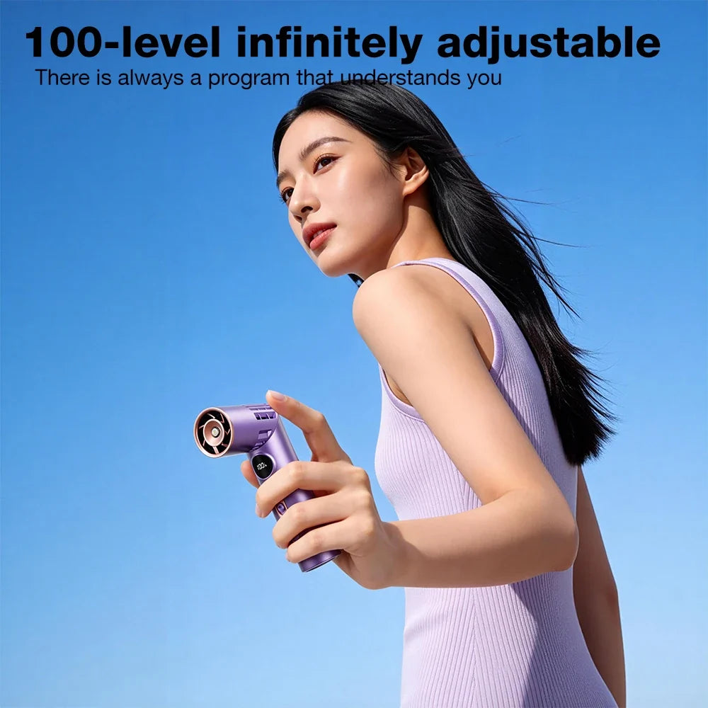 3-in-1 Lipstick Mini Fan – 100 Speeds, Neck & Desk Portable