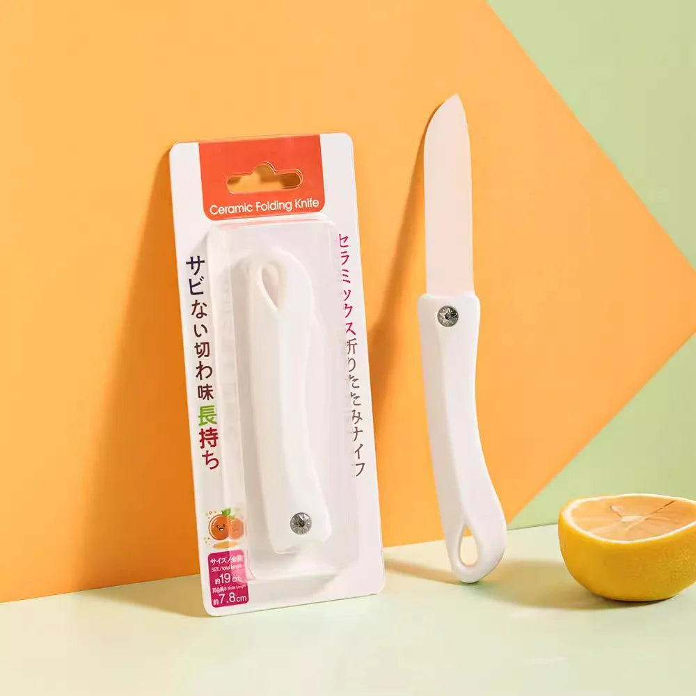 Folding Ceramic Fruit Peeler – Portable Mini Apple & Melon Knife